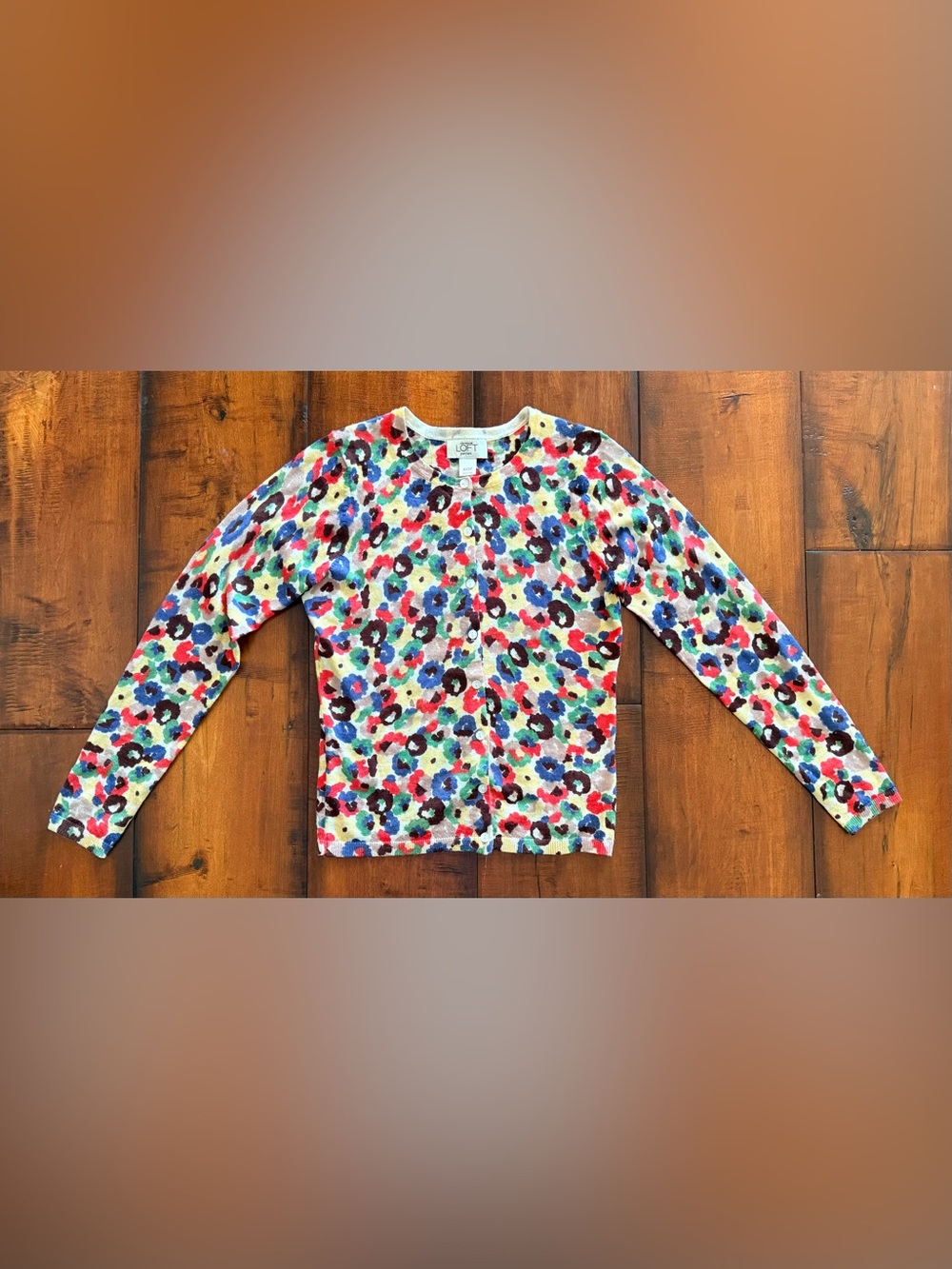 LOFT Multicolor Floral Dot Crewneck Sweater